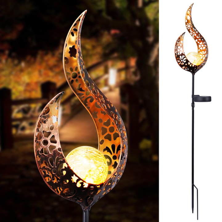 Skanto | Solhagen Lys laget av Metall – Vanntett LED Design i Måne, Flamme, Sol eller Stjerneform
