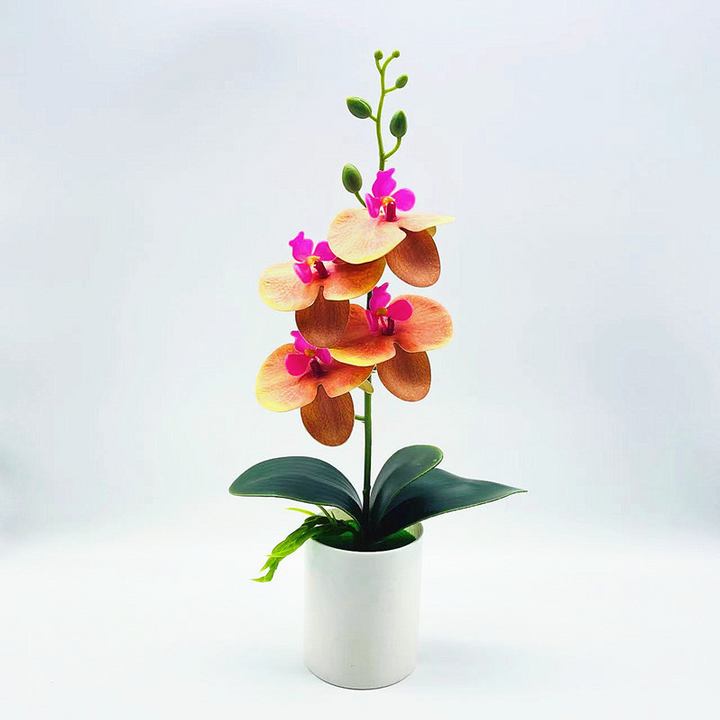 Skanto | Kunstig Orkidéblomst – Dekorativ Kunstig Plante for Stue og Borddekorasjon