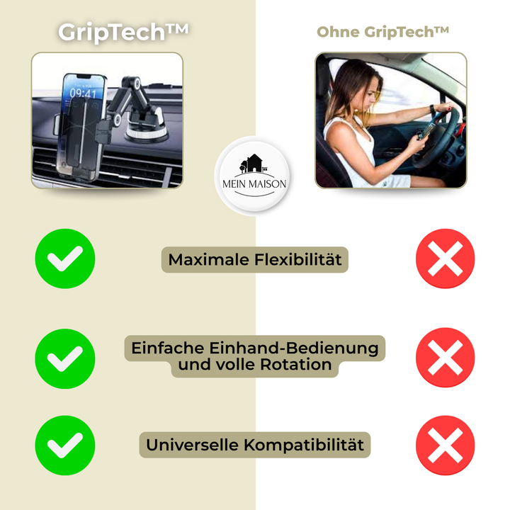 Skanto | Auto GripTech Handy Holder med Sterk Sugekop og 360° Rotasjon