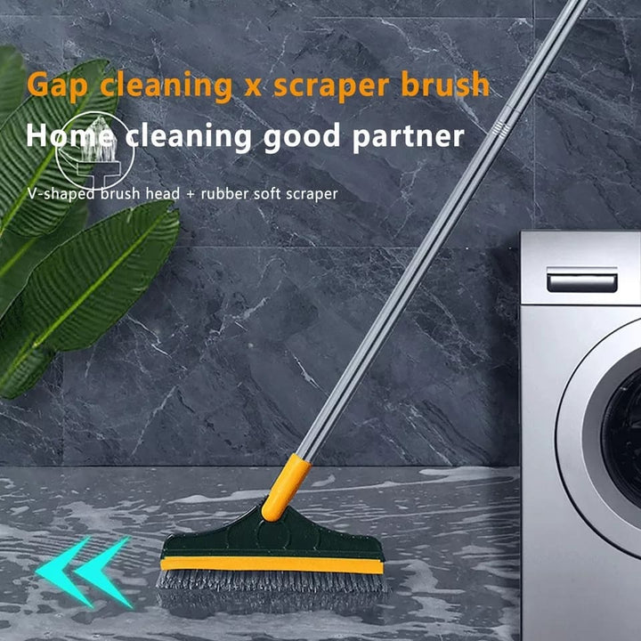 2 i 1 Gulvrengjøringsbørste med Vindu Squeegee 120 Grad Rotérbart Langt Håndtak Skanto