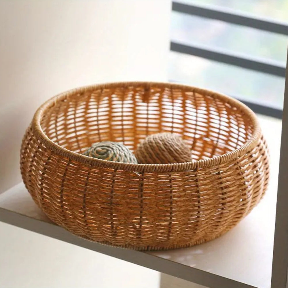 Skanto | Kuppelformet Strikket Rattan Kurv med Lokk