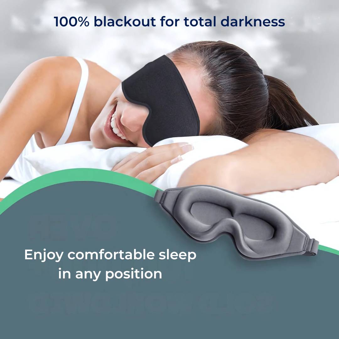 DreamSeal 3D Søvn Øyemasker | Lysblokkerende Maske - Søvn Blindfold - for Reiser - Meditasjon - Insomni - Dyp Søvn - Justerbar Stropp Skanto