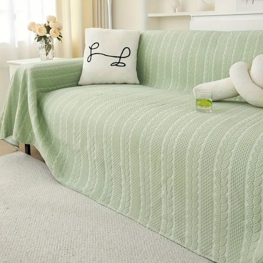 Skanto | Tranquil Plush Leaf Sofa Cover