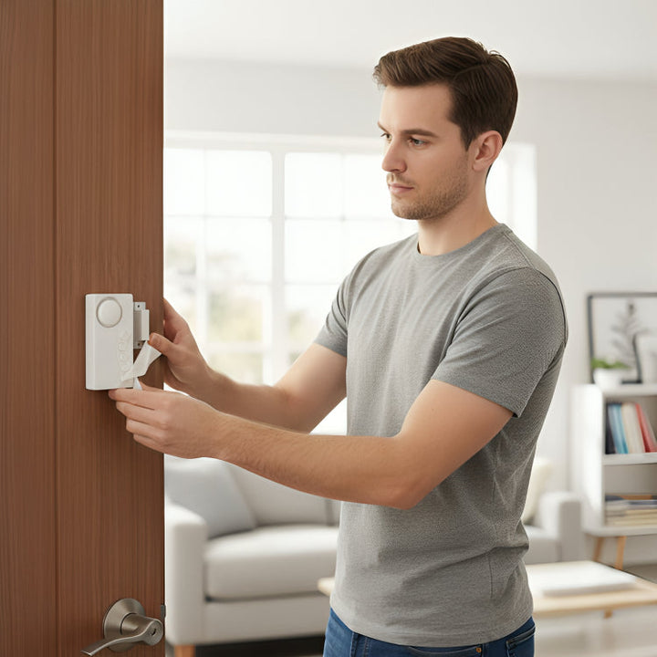 Sofortige alarmmoduser – 108dB høy lyd Slim design – Enkel installasjon – Beskytter barn & hus sikkerhet Skanto