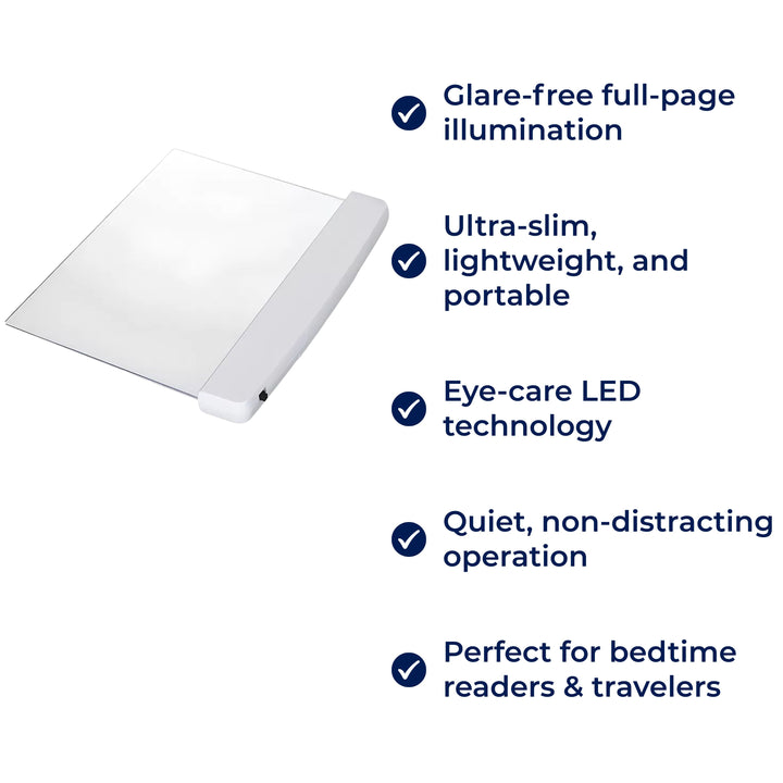 PageGlow | Flat LED Boklys – Blendingfritt Fullside Belysning – Slank Bærbar Design – Øyevennlig for Reisende & Sengetidslesere Skanto