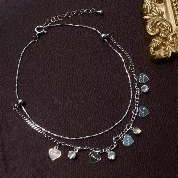 Skanto | Krystallbesatt ankelkjede med diamantfringer
