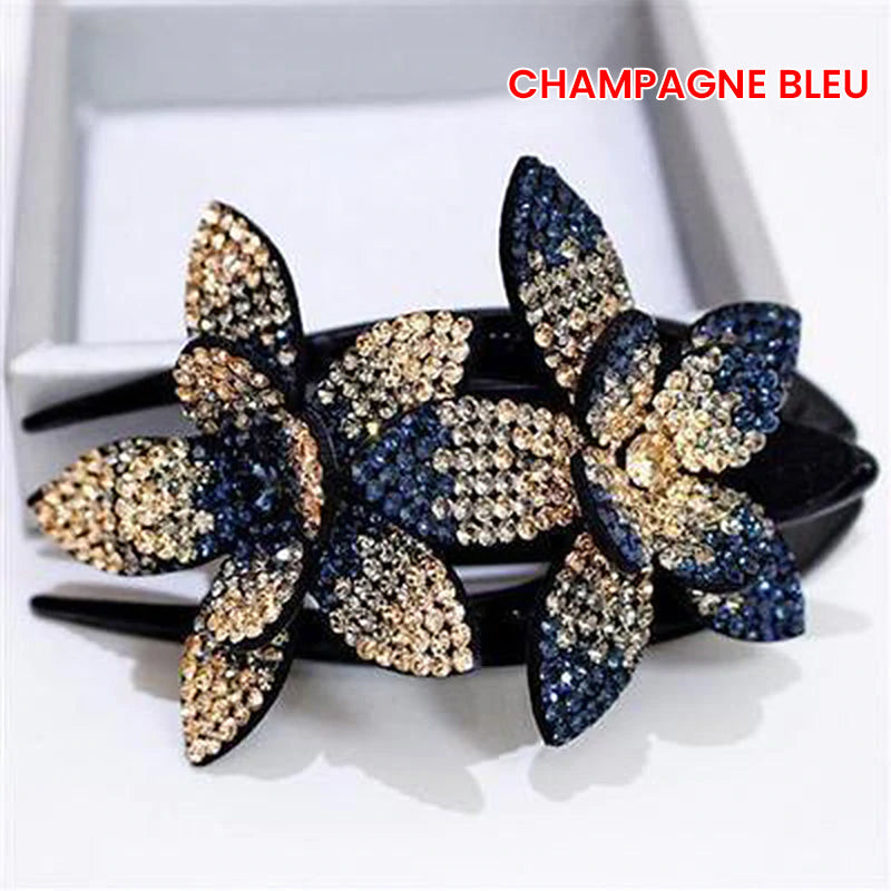 Double Flower Rhinestone Hair Pin | Skanto