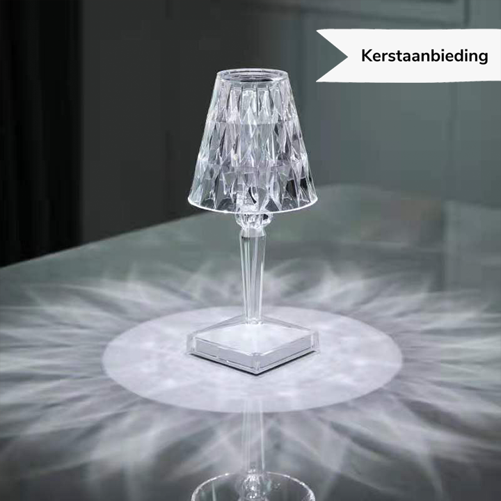 Skanto | LuxeCrystal Premium LED Bordlampe | Trådløs | Dimmbar Krystallbelysning | Stemningslys & Dekorasjon