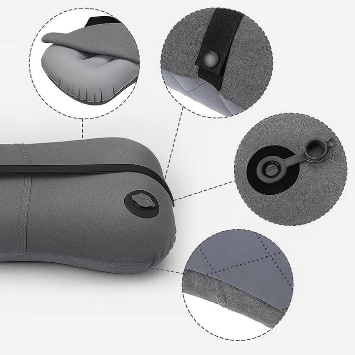 Ergonomisk nakke støtte – Oppblåsbar og lett – Lindrer nakkesmerter – Kompakt for fly og tog Skanto