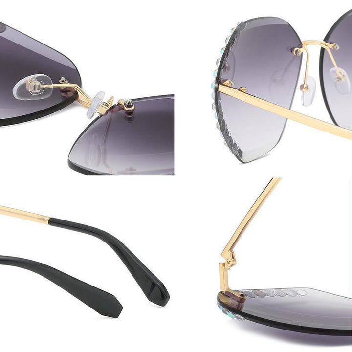 Rimless solbriller med krystall | Skanto