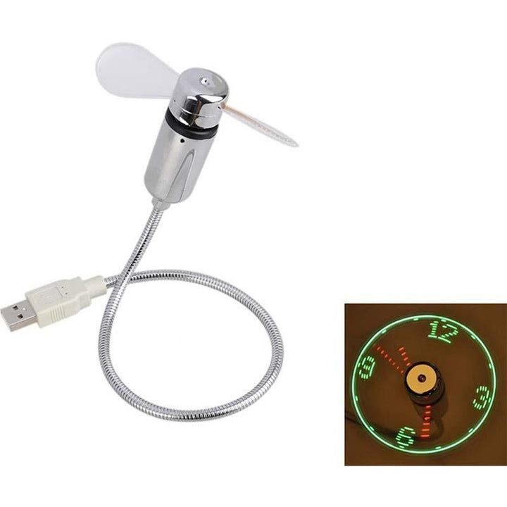 USB-vifte med LED-klokkbelysning | Skanto