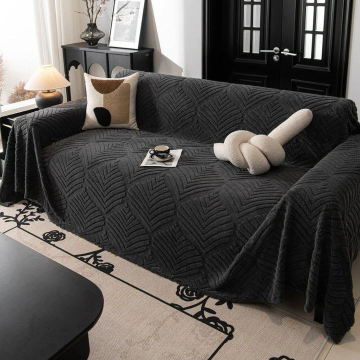 Skanto | Herringbone Leaf Design Fleece Sofa Cover