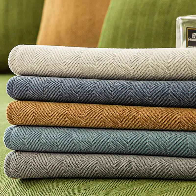 Skanto | Bølget Sjekk Chenille Stoff Møbelbeskytter Sofa trekk
