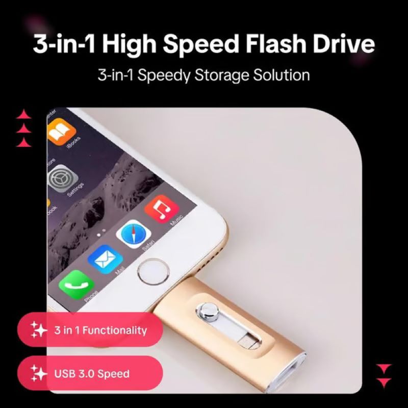 Skanto | 3 i 1 stor kapasitet USB-flash-stasjon for mobiltelefon og datamaskin