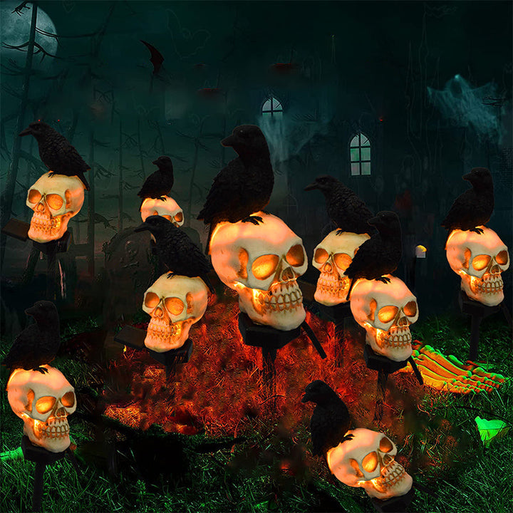 Skanto | Halloween Solenergisk Hodeskalle Kråke Dekorative Lys