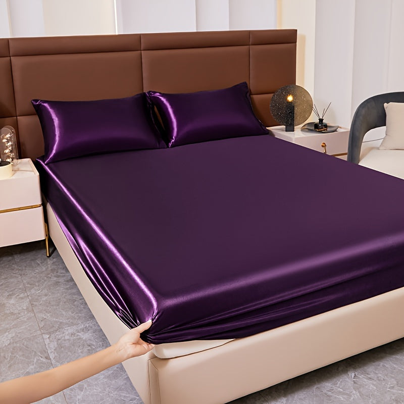 Skanto | 3-delt Satin Spannlaken-set – Inkluderer 1 spannlaken og 2 putetrekk (uten kjerne) – Myk, komfortabel og pustende sengetøy, ensfarget madrasstopp for soverom og gjesterom