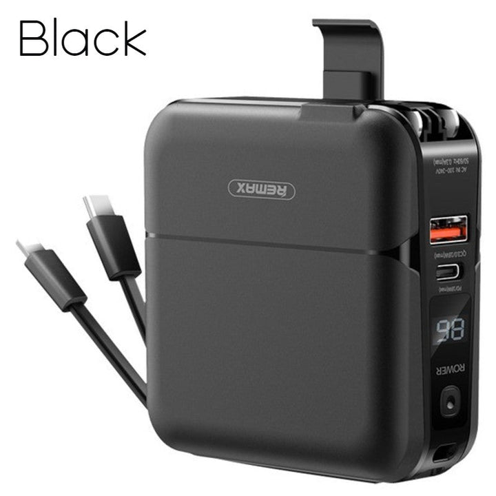 Skanto | 4-i-1 Rask Lader Vegglader, med Power Bank-funksjon, Laderkabel & Telefonadapter, for Hjem, Kontor og Reiser (US Standard Plugg)