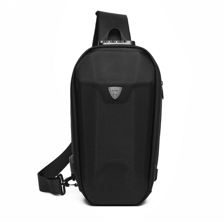 Skanto | Hard Shell Sling Bag med lås, USB-port, vanntett materiale, tyverisikre glidelåser