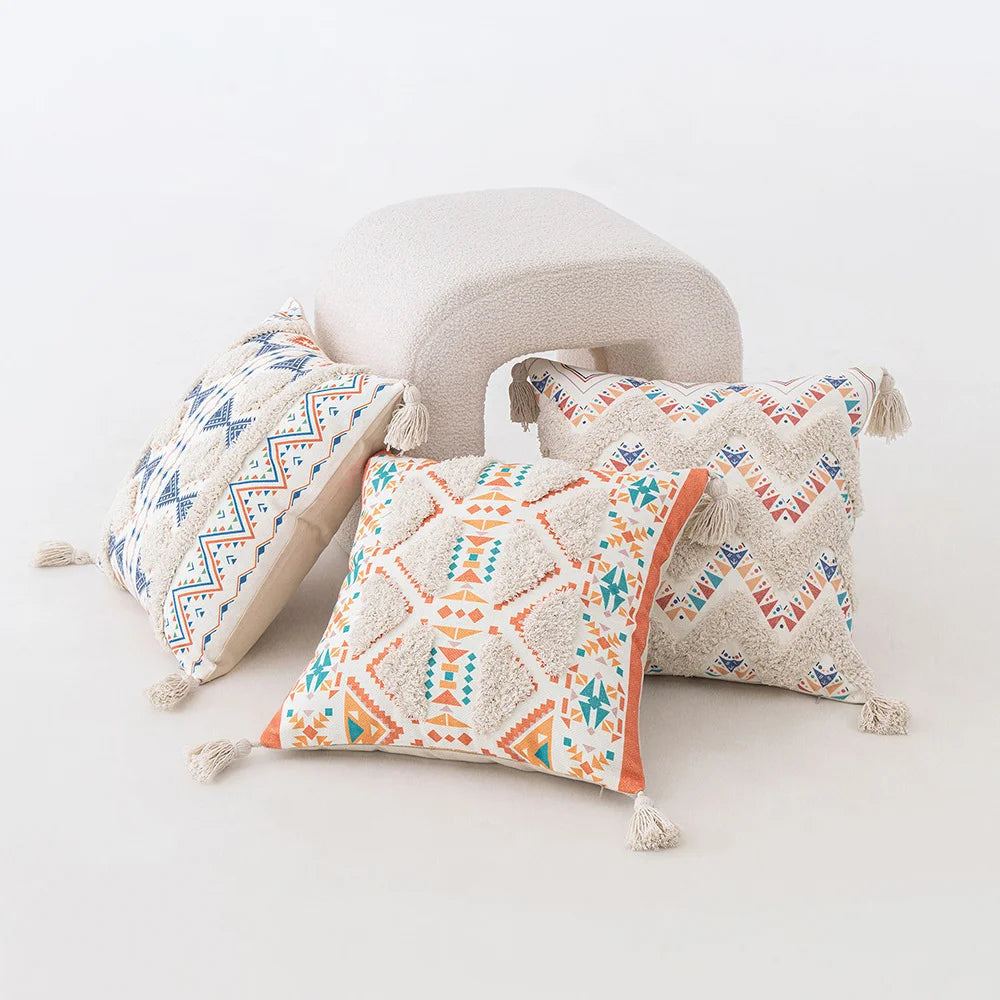 Skanto | Boho Geometrisk Tuftet Putetrekk – Dekorativt Putetrekk for Hjem og Sofa
