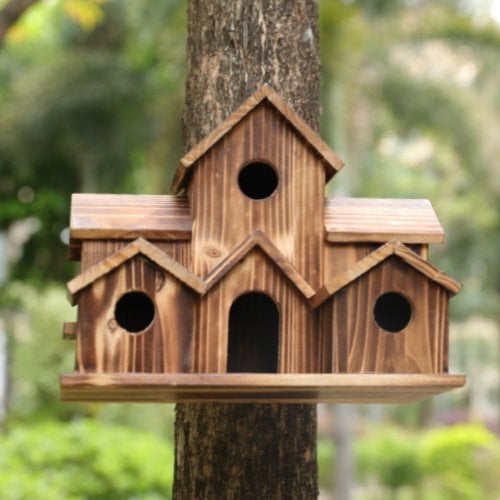 NatureNest – Stilig Håndlaget Tre Fuglehus Skanto