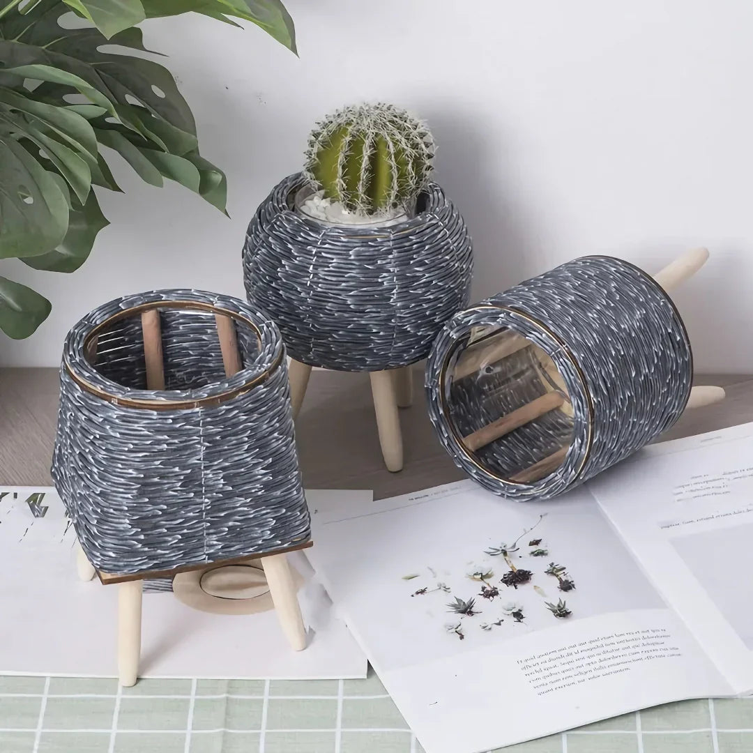Skanto | Nordisk Håndvevd Imitaasjon Rattan Blomsterpotte