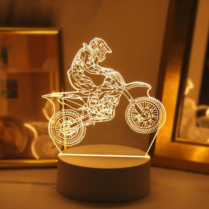 MotoLamp - 3D LED Nattlampe Motocross Tema Skanto
