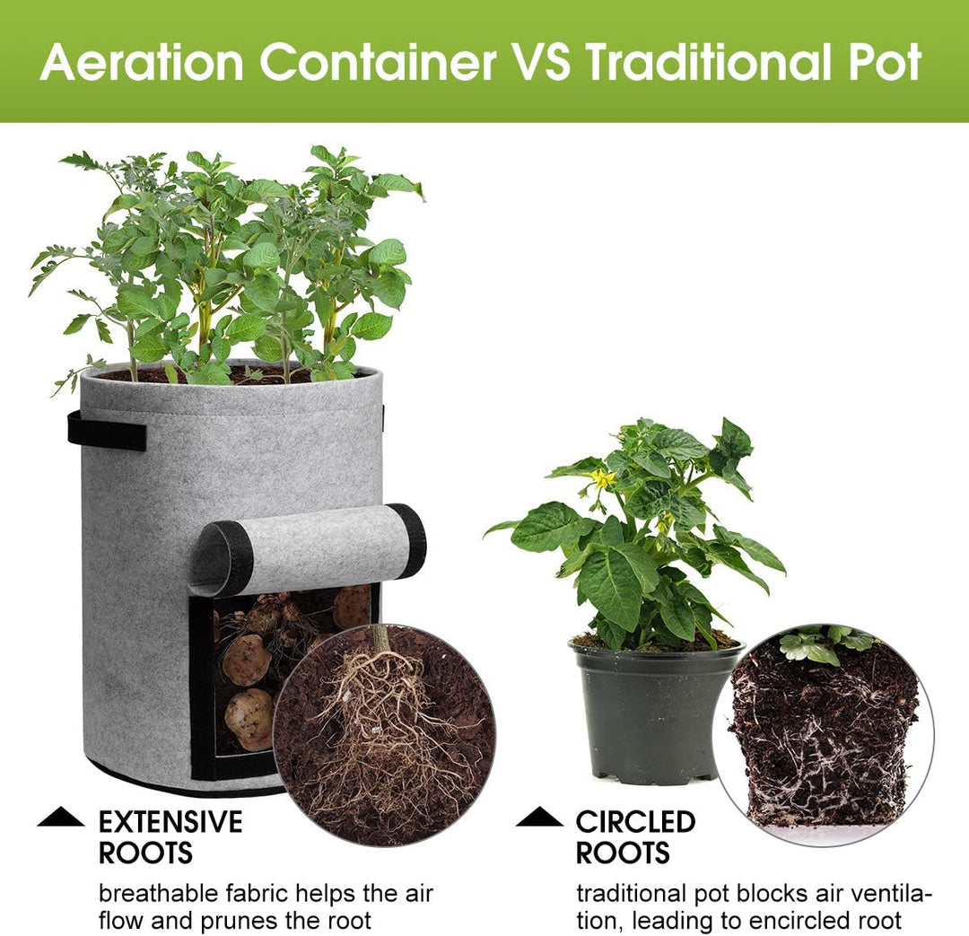 Skanto | 5/7/10/15 Gallon Potetplanting Voksende Forsterket Nonwoven Plante Stoff Potte Barnehage Sekker for Hjemmehagebruk