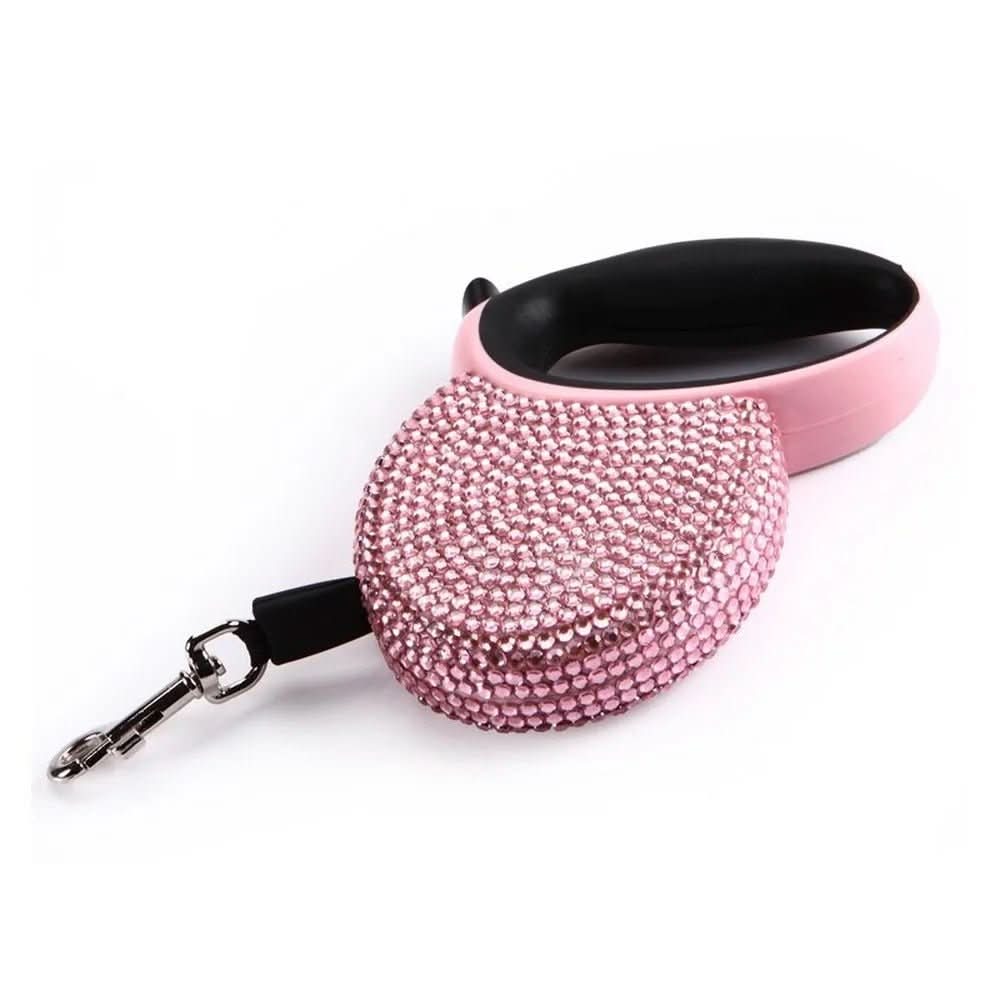 Skanto | CHIC CANIN BNDLE – Glitrende hundeleie med rhinestones & retractable for små hunder & katter