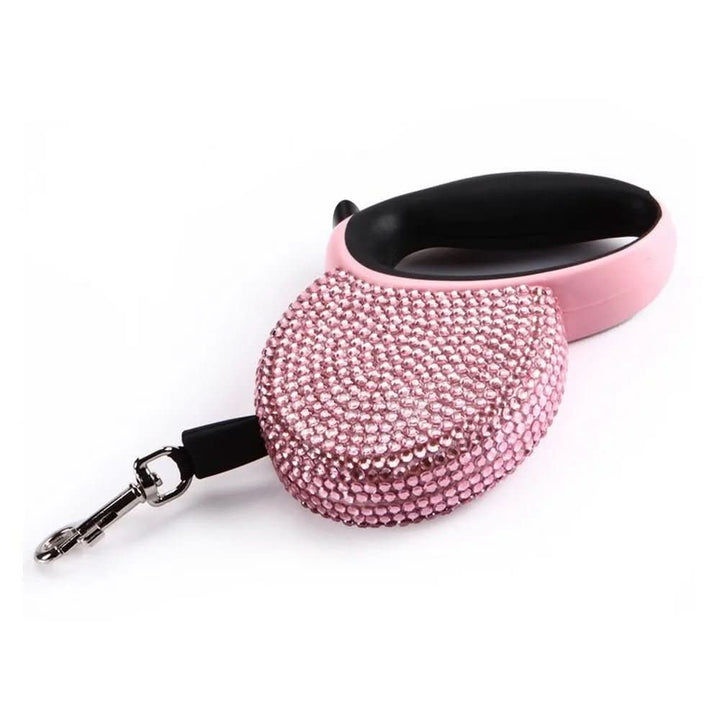 Skanto | CHIC CANIN BNDLE – Glitrende hundeleie med rhinestones & retractable for små hunder & katter