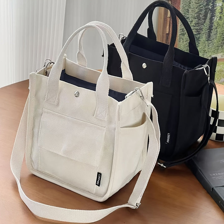 Skanto | UrbanEase Canvas Slingbag – Hvit skulderveske med magnetlås og justerbar stropp