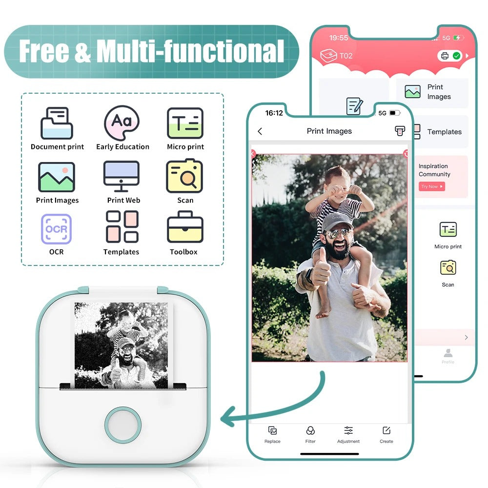 PocketPrint Mini – Bærbar termisk fotoprinter uten Skantoekk | Skanto
