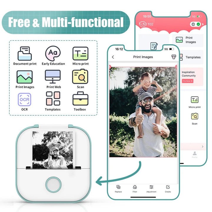 PocketPrint Mini – Bærbar termisk fotoprinter uten Skantoekk | Skanto