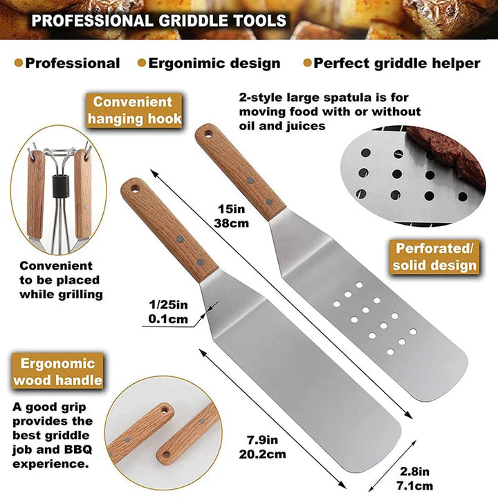 8Pcs Grilltilbehør Sett i Rustfritt Stål Skrapere for BBQ Grill | Skanto