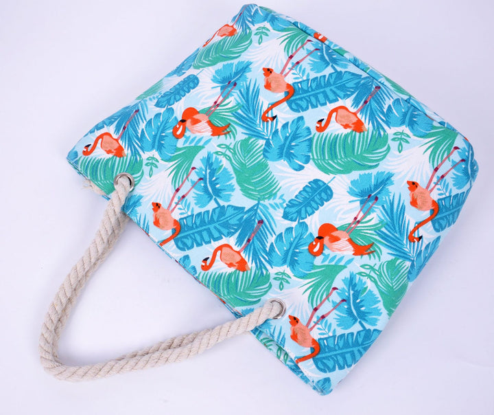 Stor strandveske med livlige flamingo-motiver Skanto