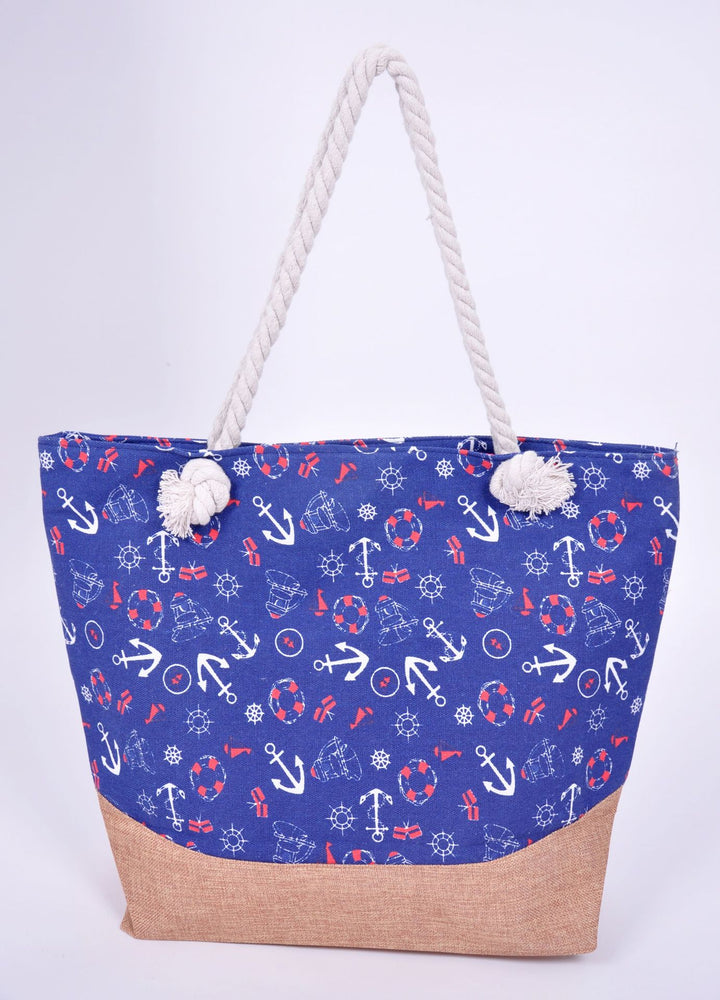 Stor maritim strandveske med stabile tauhåndtak Skanto