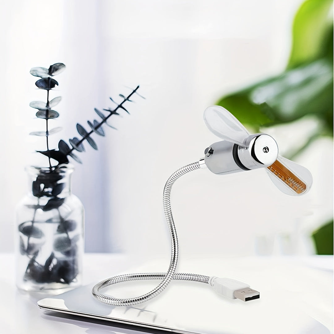 USB skrivebordsvifte med LED klokkevisning | Skanto