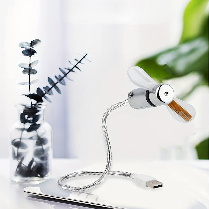USB skrivebordsvifte med LED klokkevisning | Skanto