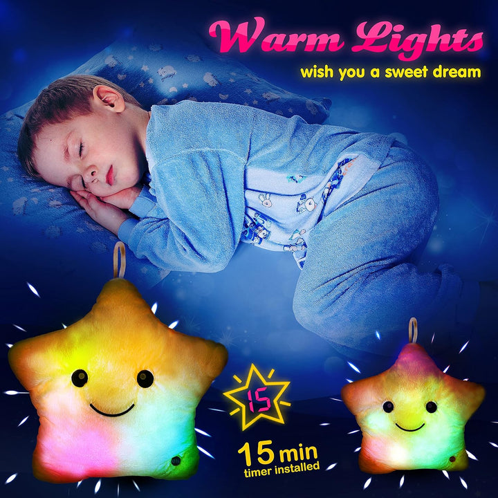 Skanto | Lys LED Stjerne Kosete Pute for Barn