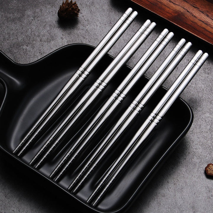 Deluxe rustfritt stål spisepinner sett – 5 par for elegant middag | Skanto