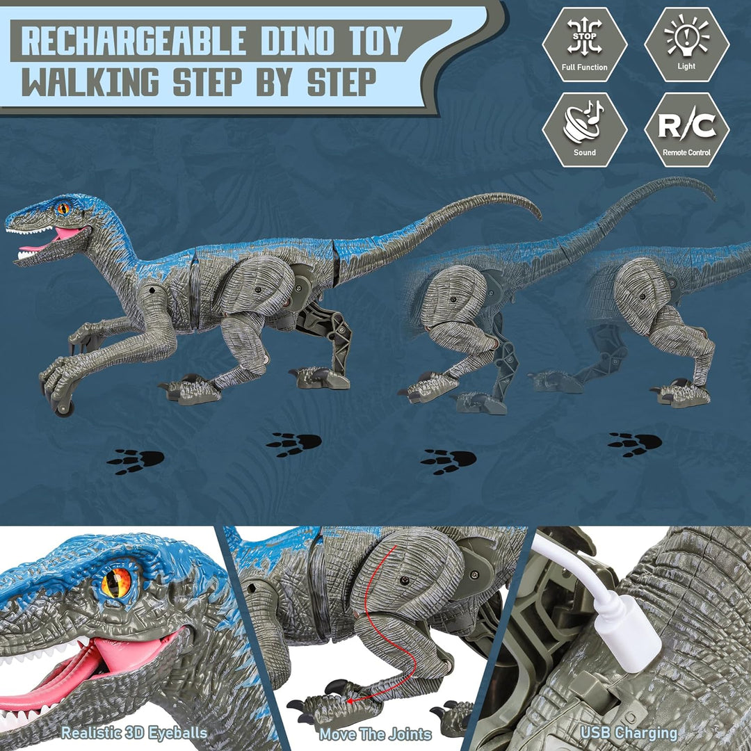 RaptorMove – Fjernkontroll Dinosaur leketøy med lyd, LED og realistiske bevegelser | Skanto