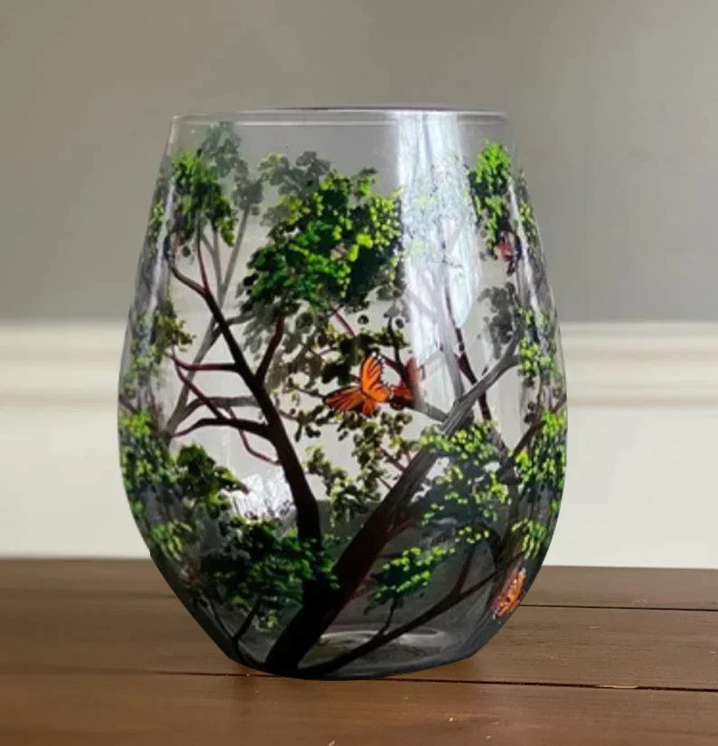 Norvo | Four Seasons Tree Vin Glass - Håndmalt Kunst