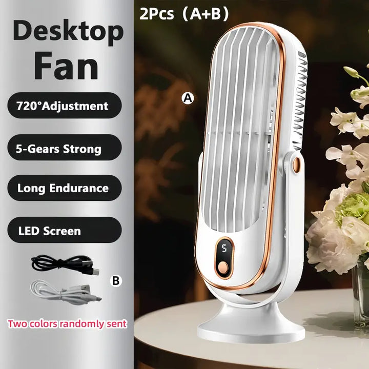Bærbar mini luftkondisjonering med USB-lading – 5 hastigheter og 720° rotasjon | Skanto
