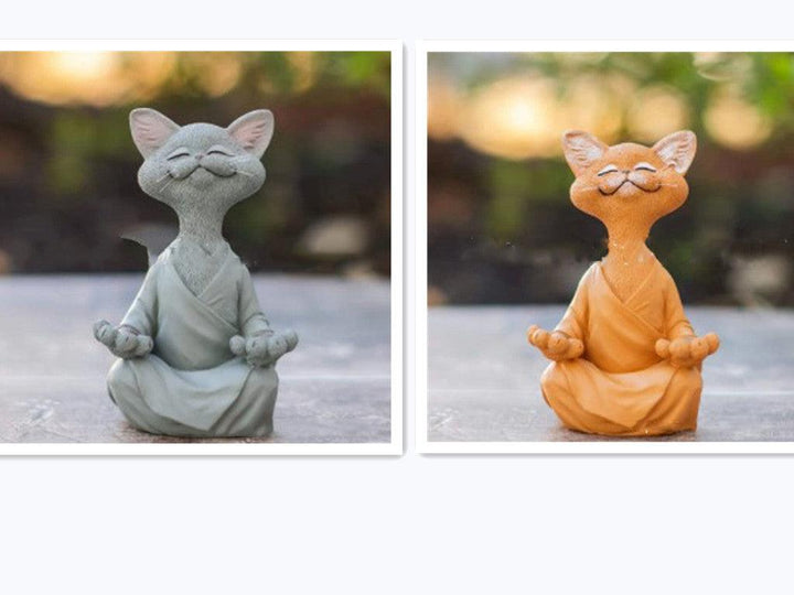 Skanto | Lekker svart Buddha katt figur meditasjon yoga samleobjekt glad katt dekor hjem hagedekorasjon hageornament