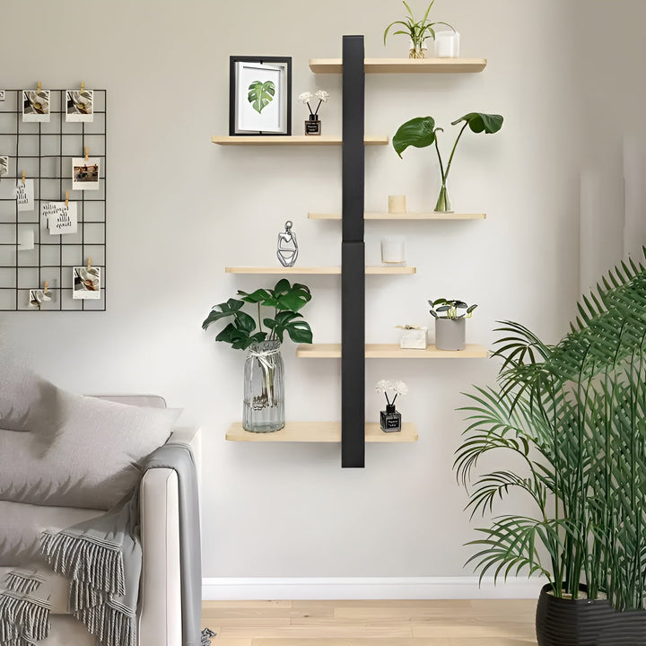 Skanto | NordWood Vegghylle | Solid Furu | 3 Nivåer | Plassbesparende & Dekorativ | Naturlig Tre