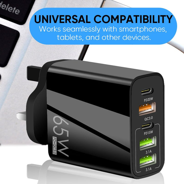 Multi-Port-Adapter 65W Hurtiglader - US-standard | Skanto