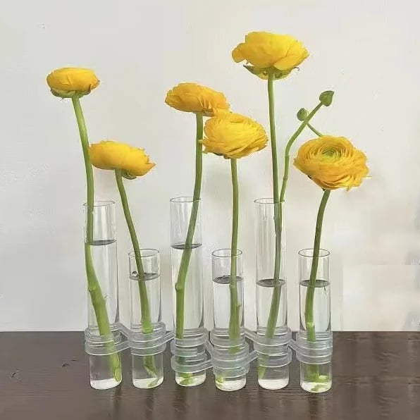 Skanto | Fleksible Blomster Vaser med Hengsler | Moderne Glassrør Vase