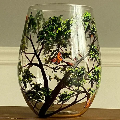 Norvo | Four Seasons Tree Vin Glass - Håndmalt Kunst