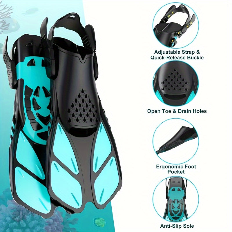 Skanto | Snorkel finner SeaVana Glide | Justerbare & Korte | Åpen Hæl | For Reise & Fritid | Unisex