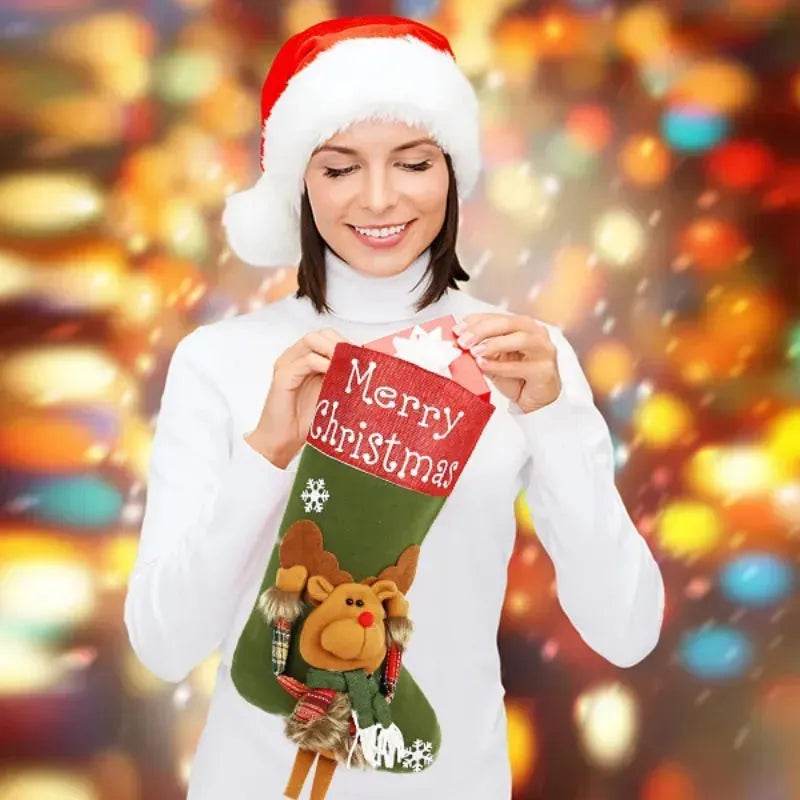 Norvo | 2025 Nyttårs Jule Big Stoffer Sett Dekorasjoner Jul 3D Plysj Big Sok Christmas Tree Hengesmykke Dekorasjon Utstyr