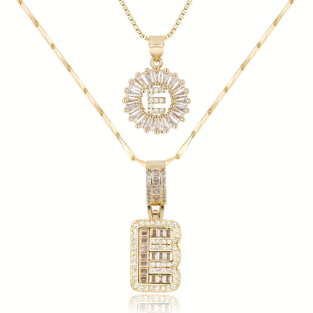 Skanto | 2pc 14k Diamant Bokstav Initial Halskjeder